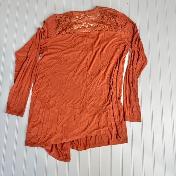 Torrid Super Soft Knit orange lace detail open front cardigan size 0/large E29 - Picture 5 of 8